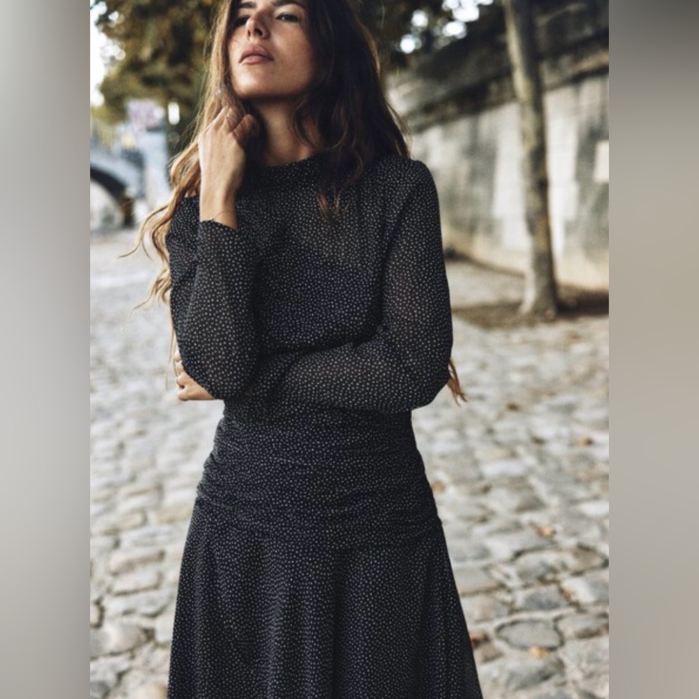 Zara Black and White Patterned Dress